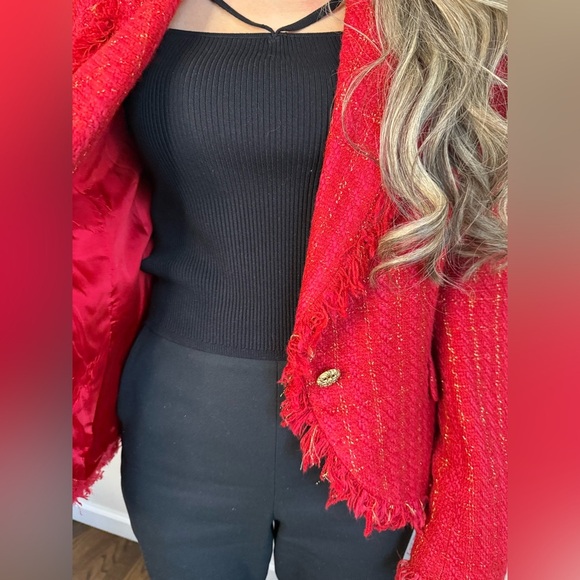 Blushe by Spiegel Tweed red and gold blazer - Picture 7 of 8